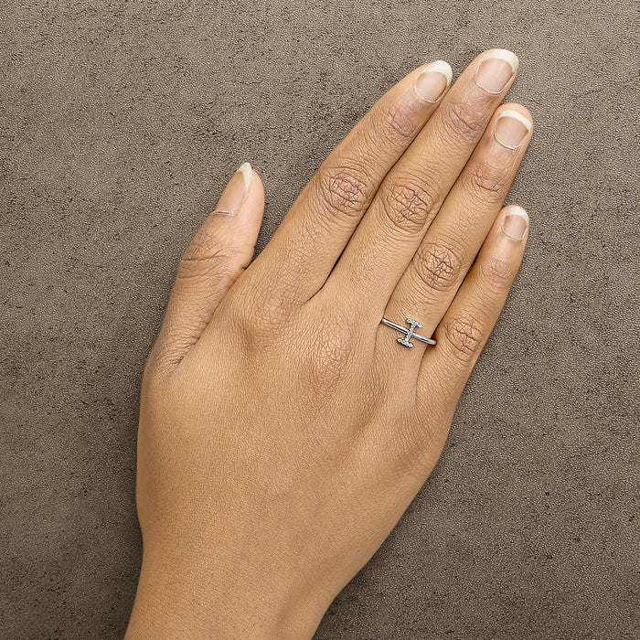 Diamond Accent Initial A-Z Ring in 10K White Gold