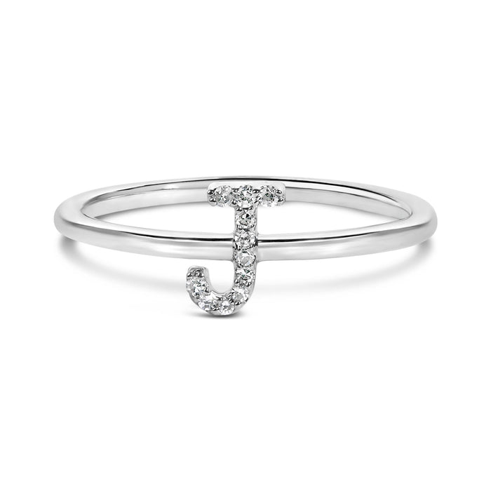 Diamond Accent Initial A-Z Ring in 10K White Gold, photo 17