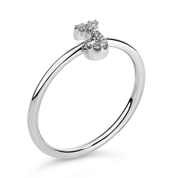 Diamond Accent Initial A-Z Ring in 10K White Gold