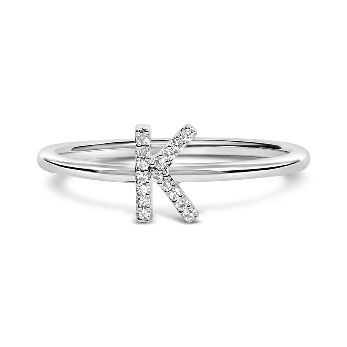 Diamond Accent Initial A-Z Ring in 10K White Gold, photo 16