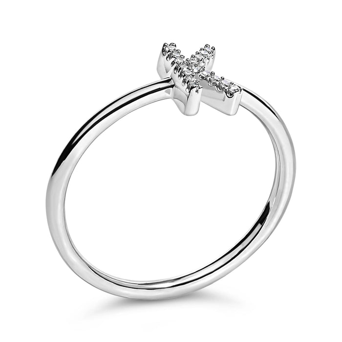 Diamond Accent Initial A-Z Ring in 10K White Gold