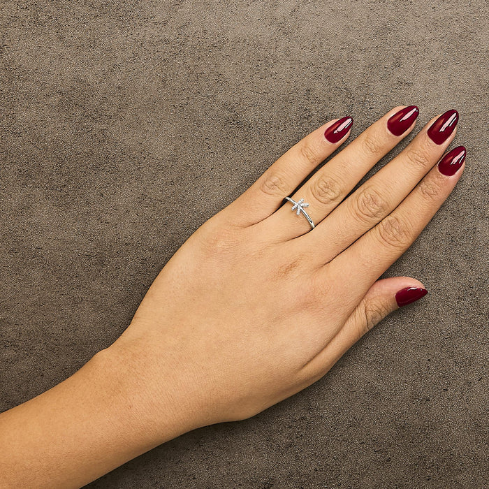 Diamond Accent Initial A-Z Ring in 10K White Gold