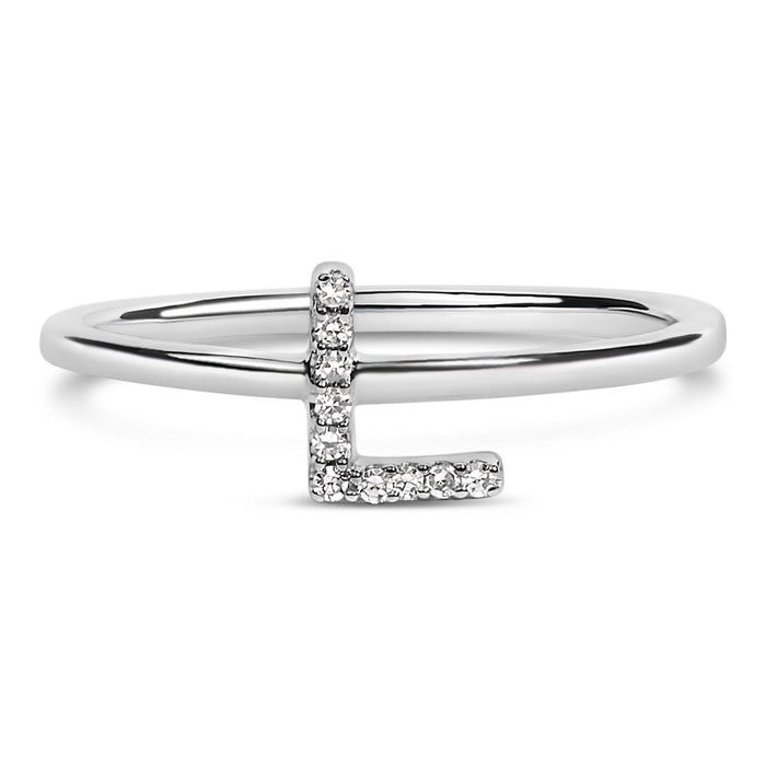 Diamond Accent Initial A-Z Ring in 10K White Gold, photo 15