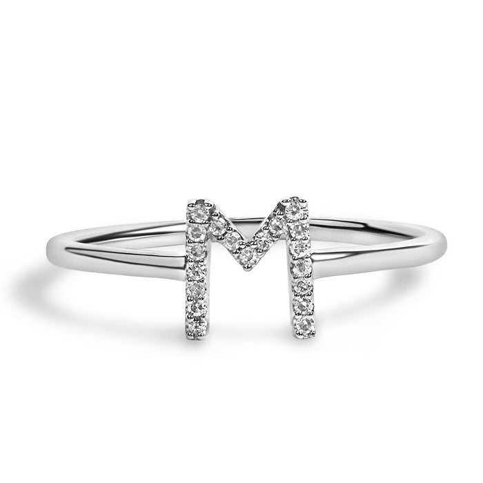 Diamond Accent Initial A-Z Ring in 10K White Gold, photo 14