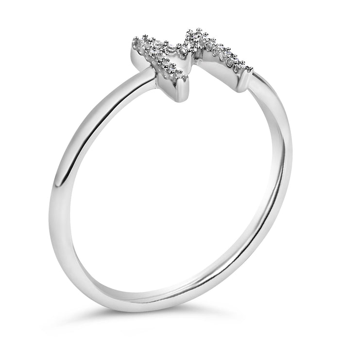 Diamond Accent Initial A-Z Ring in 10K White Gold