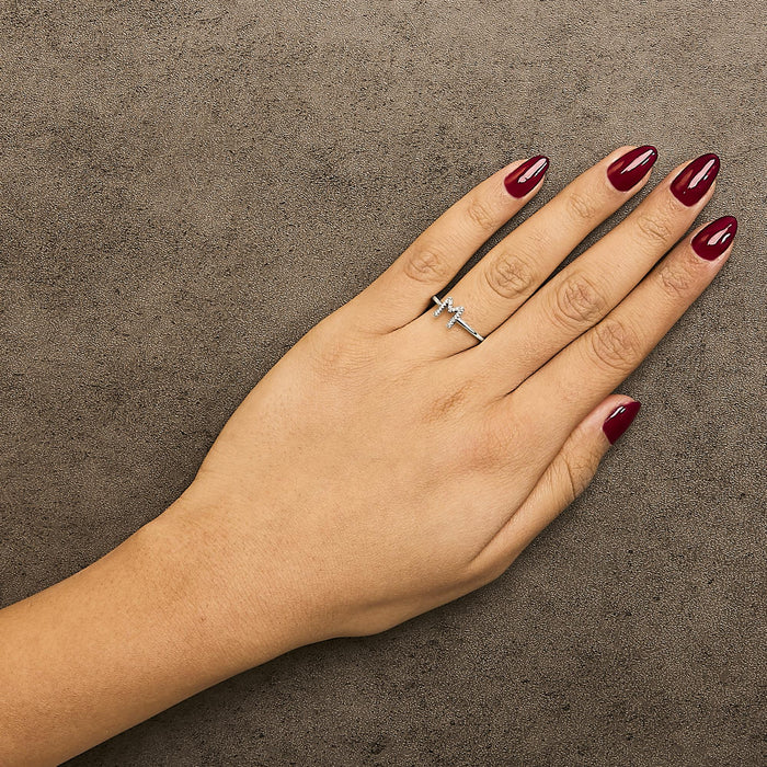 Diamond Accent Initial A-Z Ring in 10K White Gold