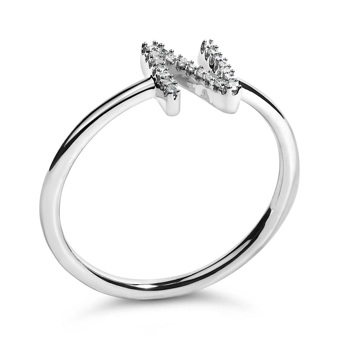 Diamond Accent Initial A-Z Ring in 10K White Gold