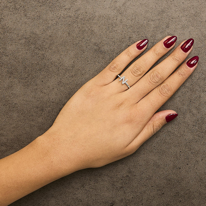 Diamond Accent Initial A-Z Ring in 10K White Gold