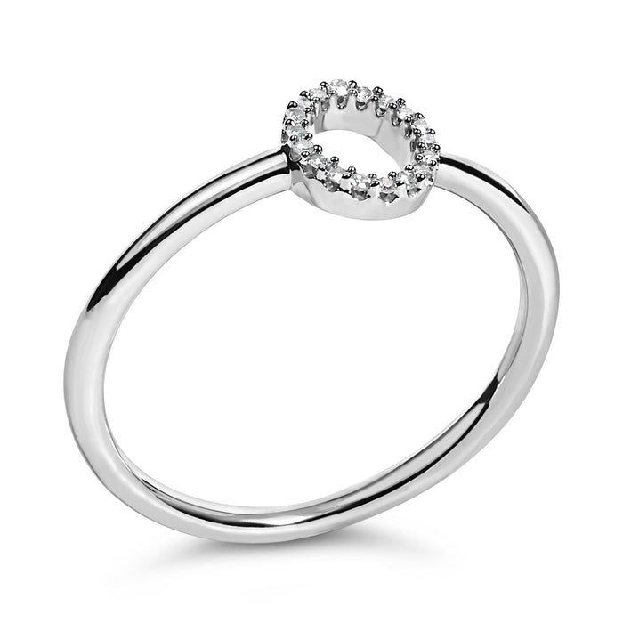 Diamond Accent Initial A-Z Ring in 10K White Gold
