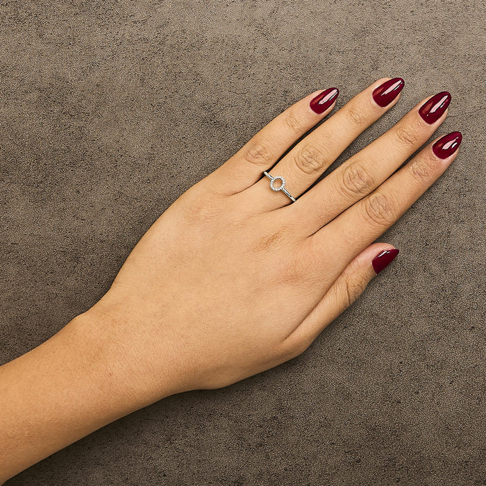 Diamond Accent Initial A-Z Ring in 10K White Gold