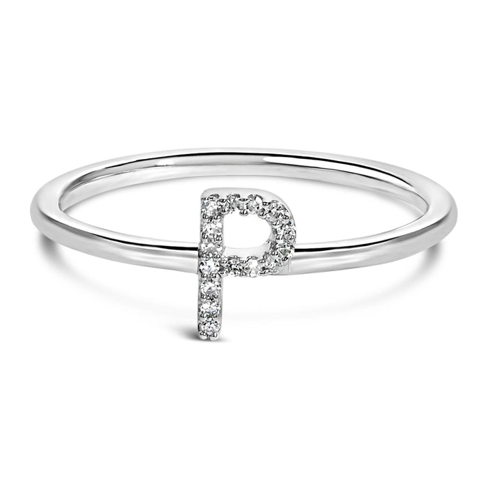 Diamond Accent Initial A-Z Ring in 10K White Gold, photo 11