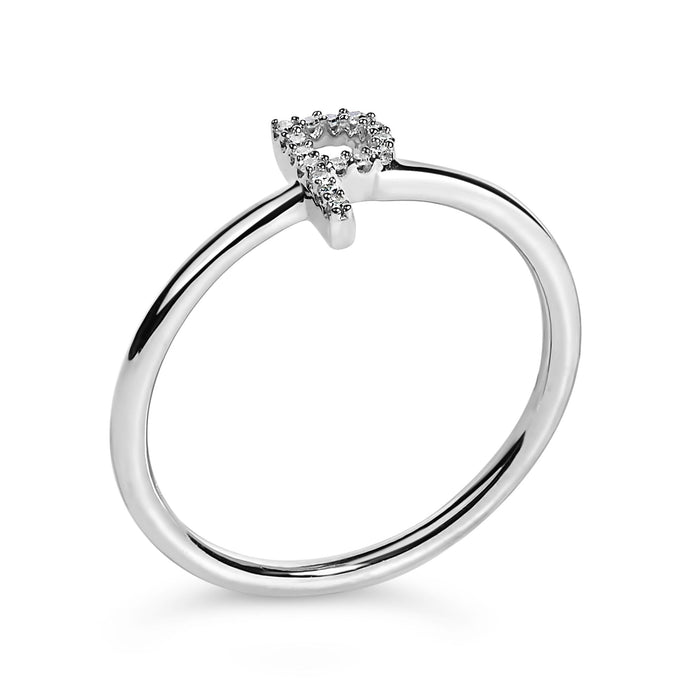 Diamond Accent Initial A-Z Ring in 10K White Gold