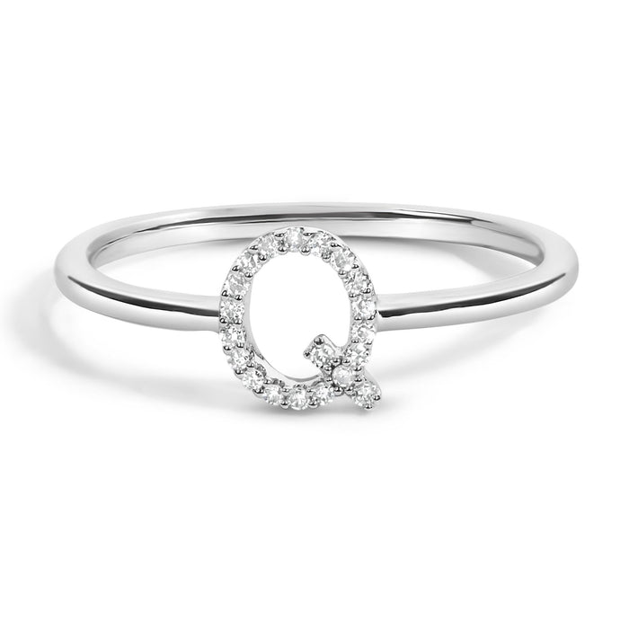 Diamond Accent Initial A-Z Ring in 10K White Gold, photo 10