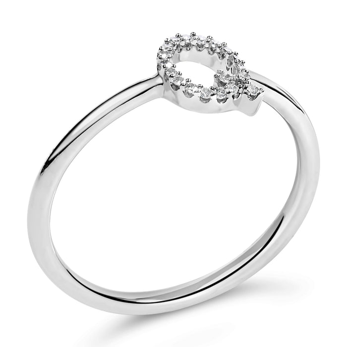 Diamond Accent Initial A-Z Ring in 10K White Gold