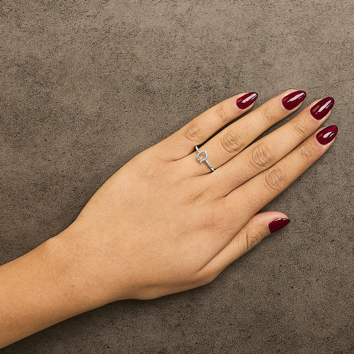 Diamond Accent Initial A-Z Ring in 10K White Gold
