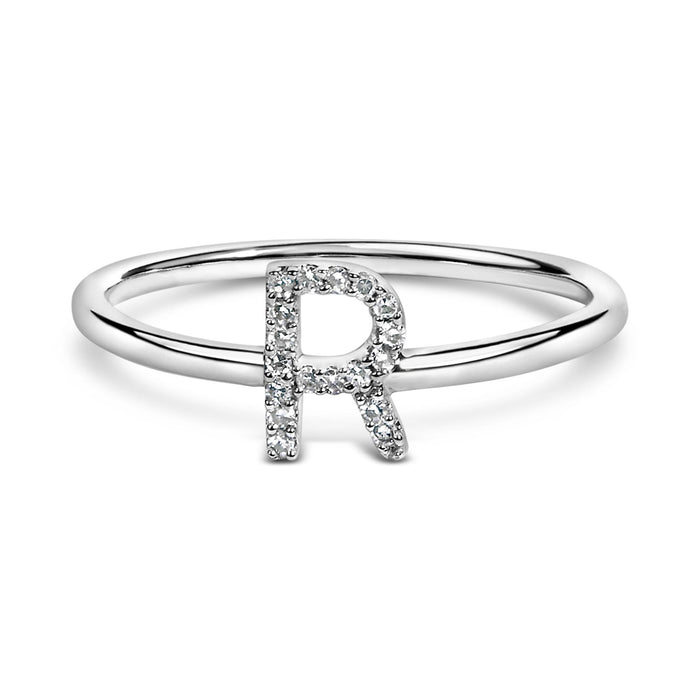 Diamond Accent Initial A-Z Ring in 10K White Gold, photo 9