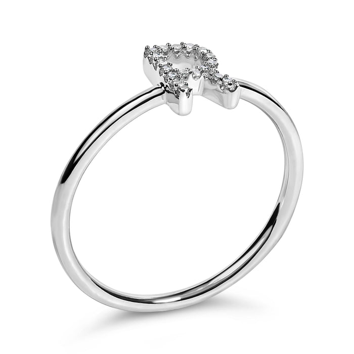 Diamond Accent Initial A-Z Ring in 10K White Gold