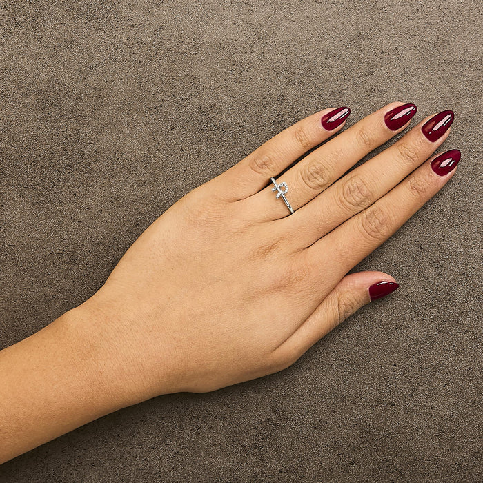 Diamond Accent Initial A-Z Ring in 10K White Gold