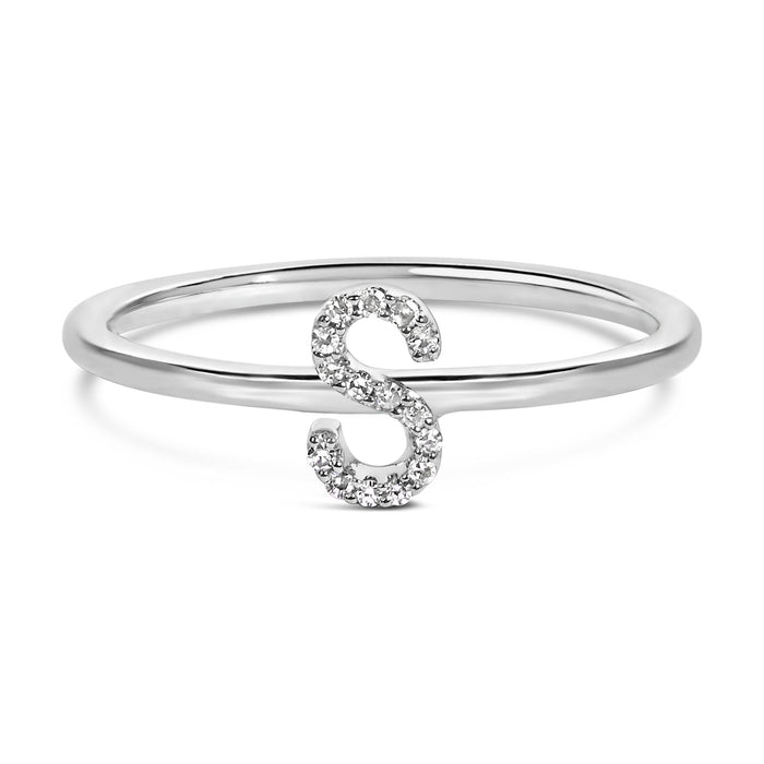 Diamond Accent Initial A-Z Ring in 10K White Gold, photo 8