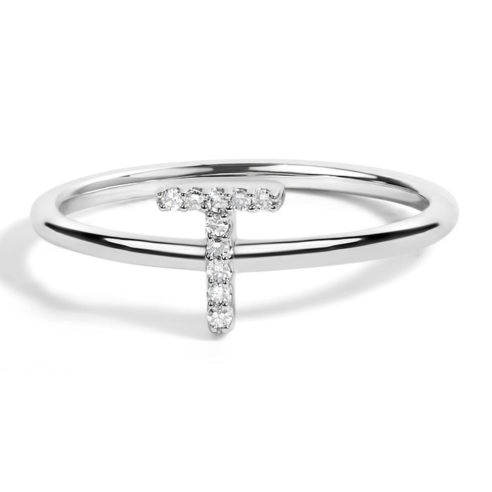Diamond Accent Initial A-Z Ring in 10K White Gold, photo 7