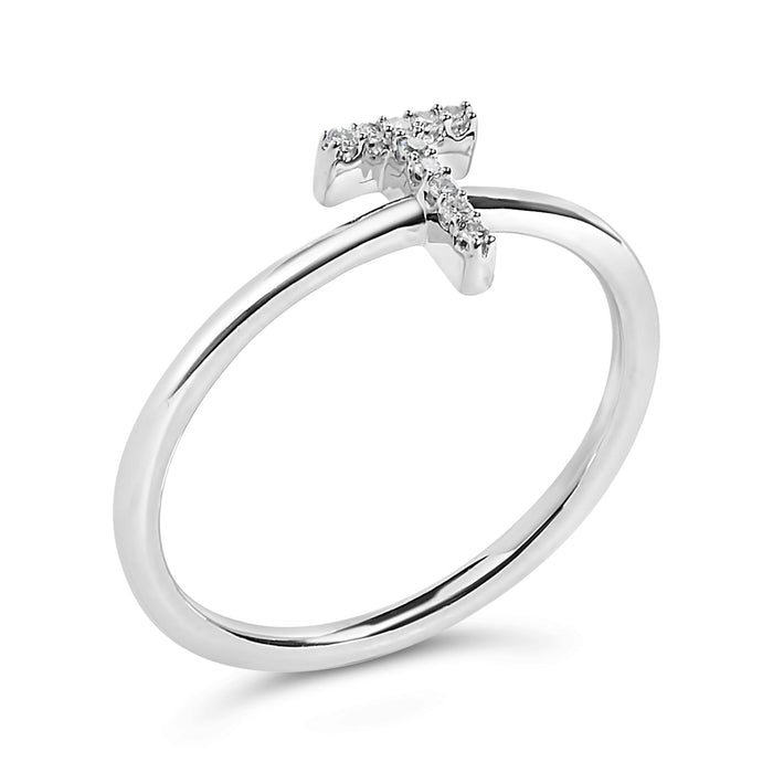 Diamond Accent Initial A-Z Ring in 10K White Gold