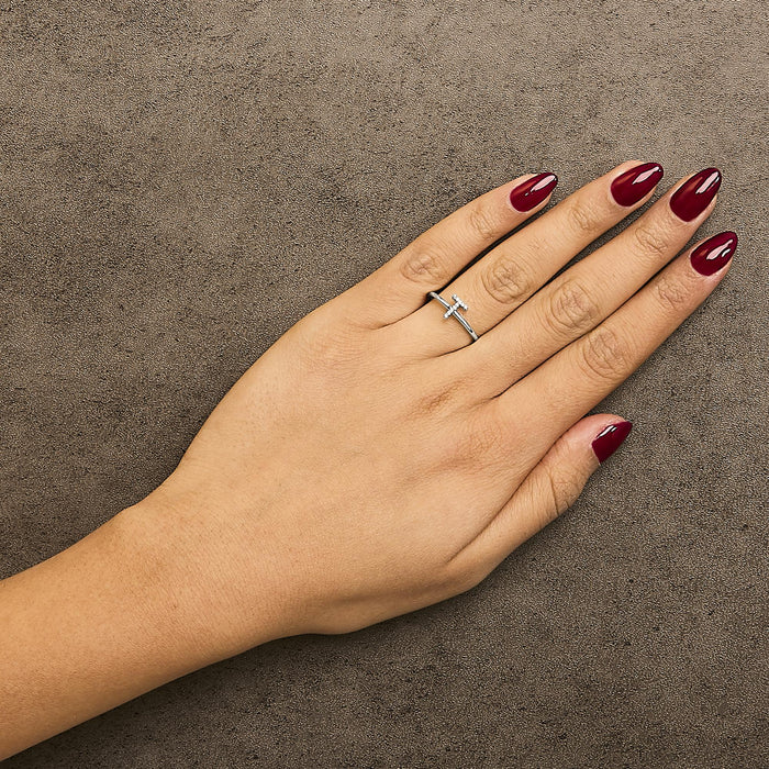 Diamond Accent Initial A-Z Ring in 10K White Gold, photo 59