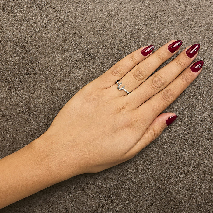 Diamond Accent Initial A-Z Ring in 10K White Gold, photo 58