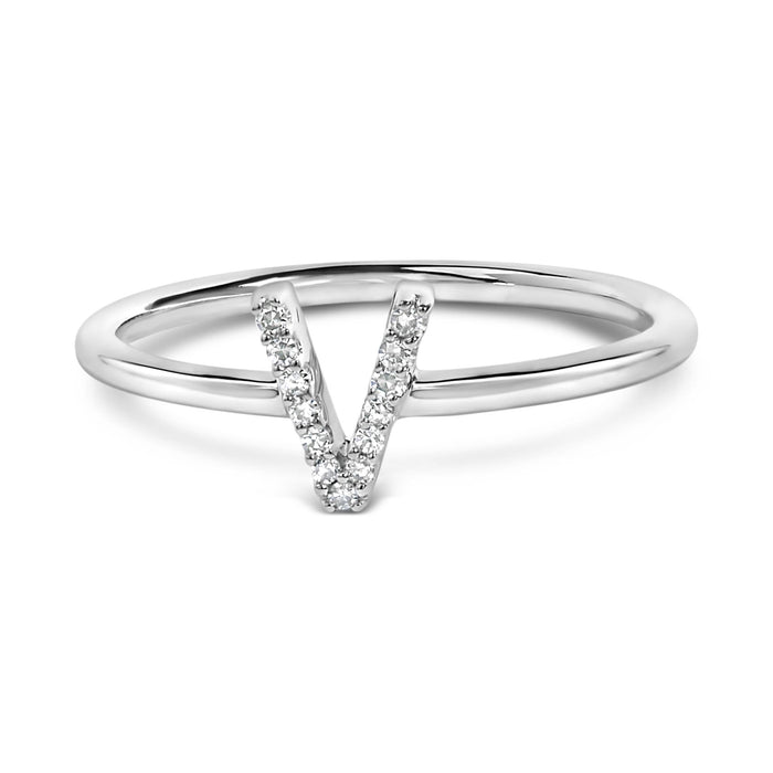 Diamond Accent Initial A-Z Ring in 10K White Gold, photo 5