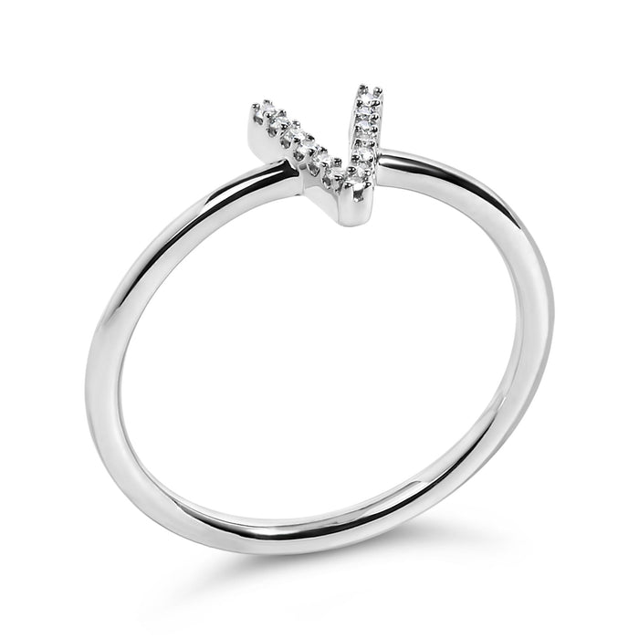 Diamond Accent Initial A-Z Ring in 10K White Gold