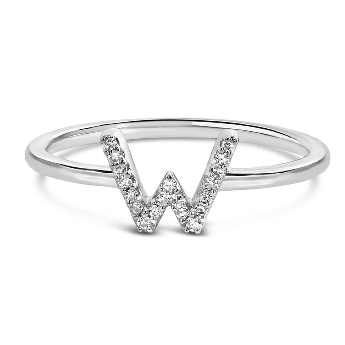 Diamond Accent Initial A-Z Ring in 10K White Gold, photo 4