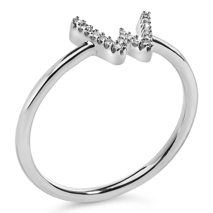 Diamond Accent Initial A-Z Ring in 10K White Gold