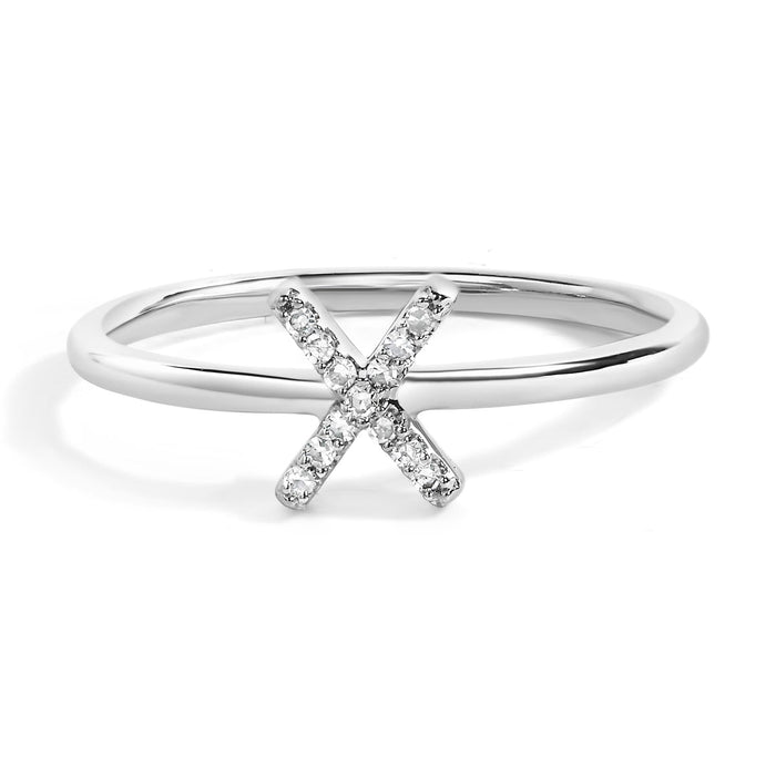 Diamond Accent Initial A-Z Ring in 10K White Gold, photo 3
