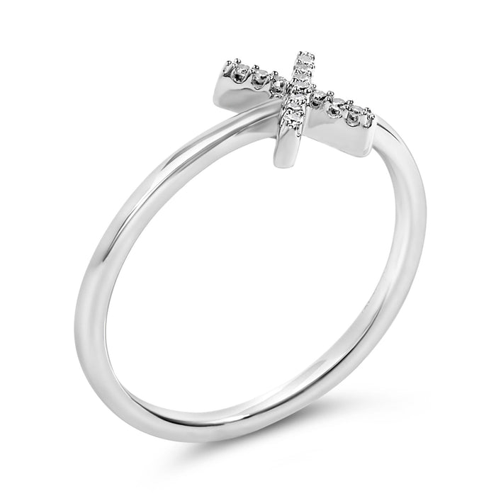 Diamond Accent Initial A-Z Ring in 10K White Gold