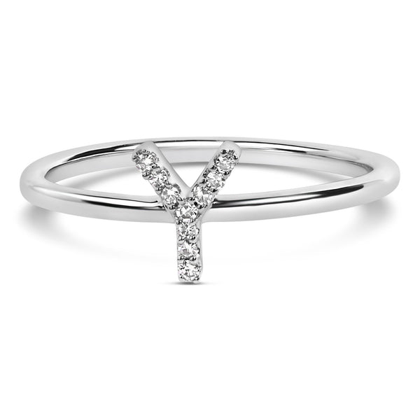Diamond Accent Initial A-Z Ring in 10K White Gold, photo 2