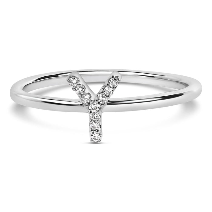 Diamond Accent Initial A-Z Ring in 10K White Gold, photo 2