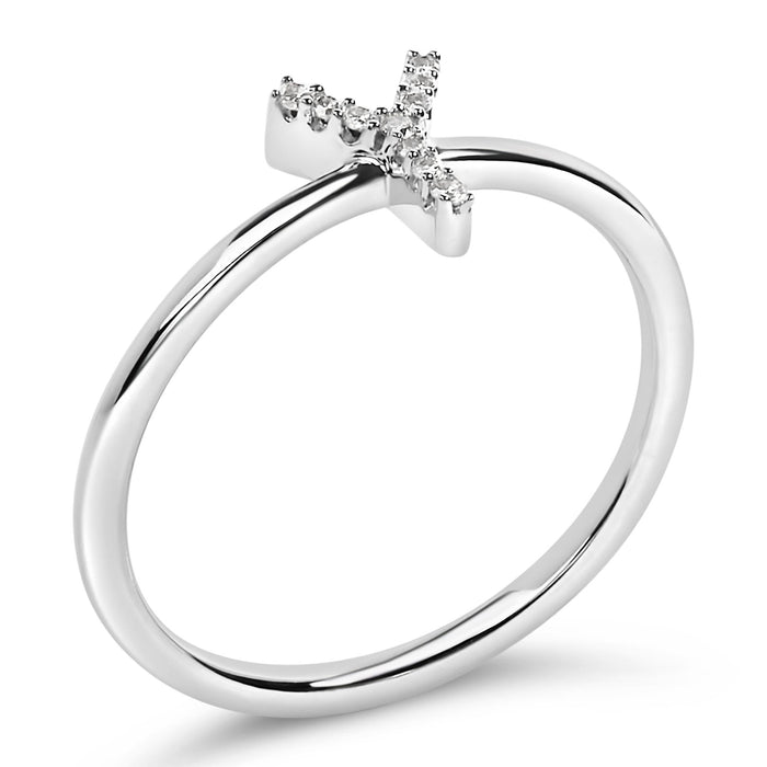 Diamond Accent Initial A-Z Ring in 10K White Gold