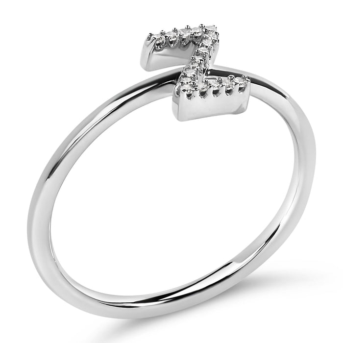 Diamond Accent Initial A-Z Ring in 10K White Gold