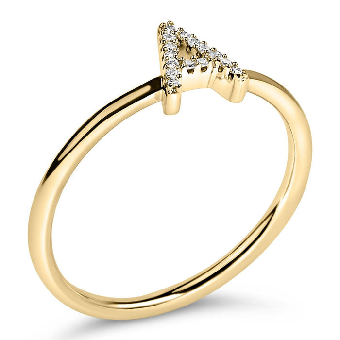 Diamond Accent Initial A-Z Ring in 10K Yellow Gold