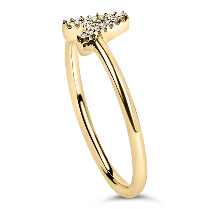 Diamond Accent Initial A-Z Ring in 10K Yellow Gold
