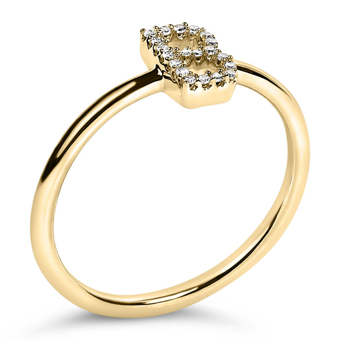 Diamond Accent Initial A-Z Ring in 10K Yellow Gold