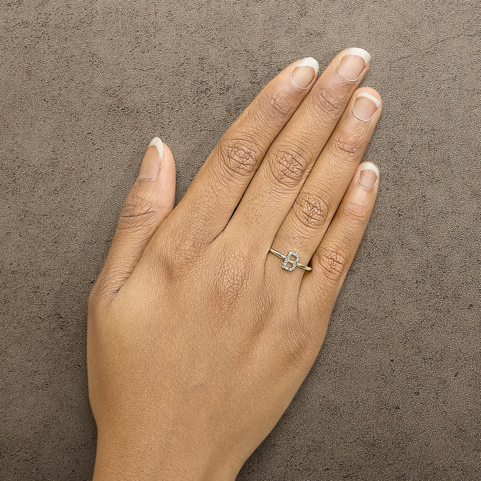 Diamond Accent Initial A-Z Ring in 10K Yellow Gold