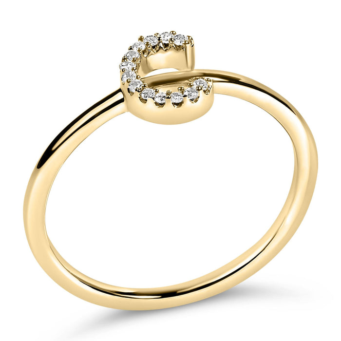 Diamond Accent Initial A-Z Ring in 10K Yellow Gold