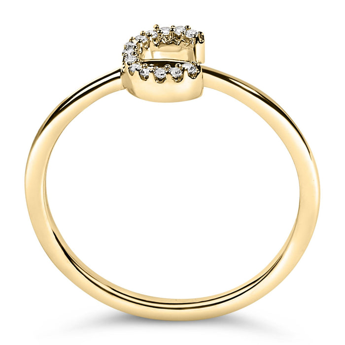 Diamond Accent Initial A-Z Ring in 10K Yellow Gold