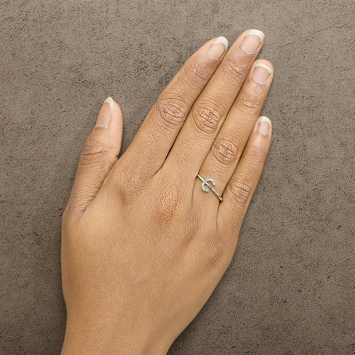 Diamond Accent Initial A-Z Ring in 10K Yellow Gold