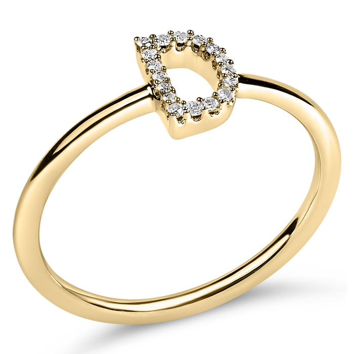 Diamond Accent Initial A-Z Ring in 10K Yellow Gold