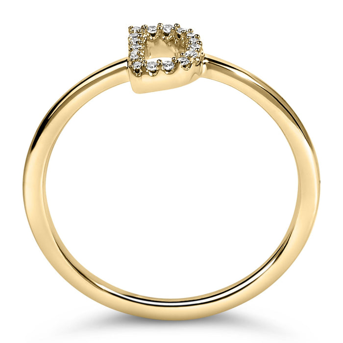 Diamond Accent Initial A-Z Ring in 10K Yellow Gold