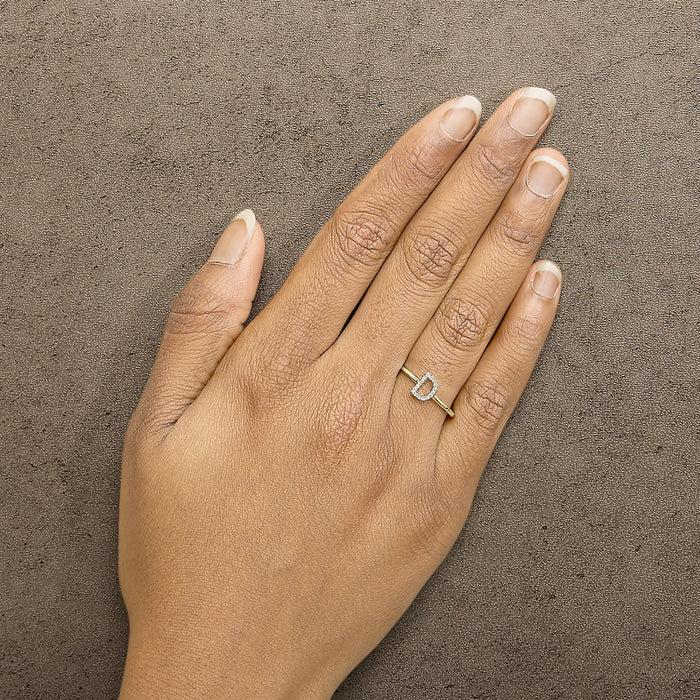 Diamond Accent Initial A-Z Ring in 10K Yellow Gold