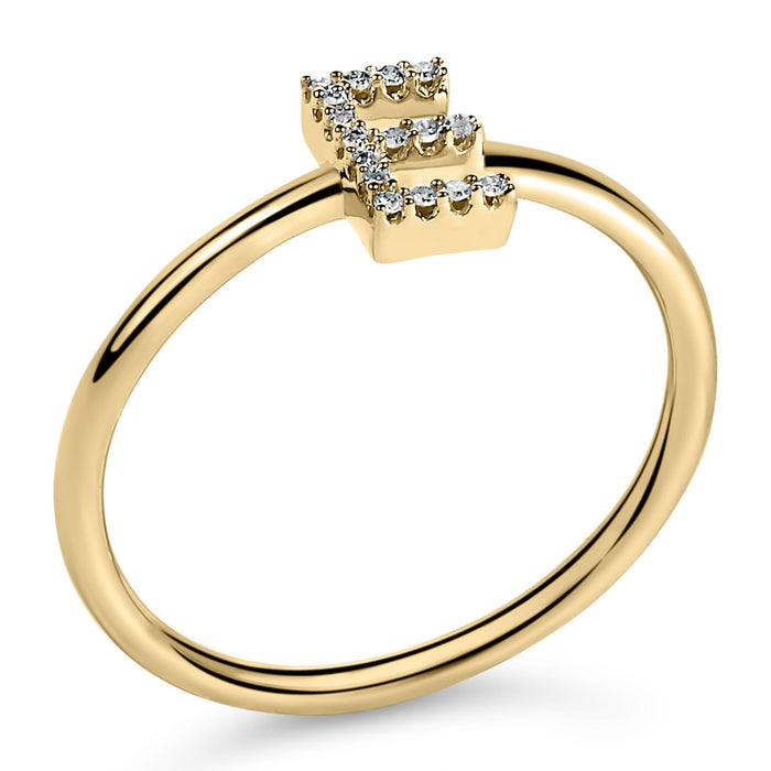 Diamond Accent Initial A-Z Ring in 10K Yellow Gold