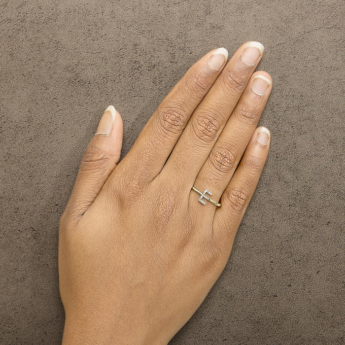 Diamond Accent Initial A-Z Ring in 10K Yellow Gold