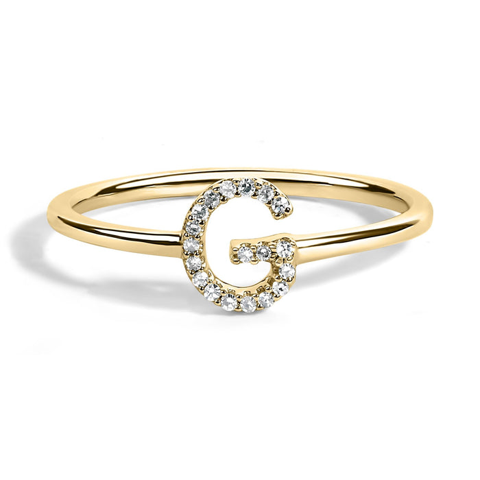 Diamond Accent Initial A-Z Ring in 10K Yellow Gold, photo 20
